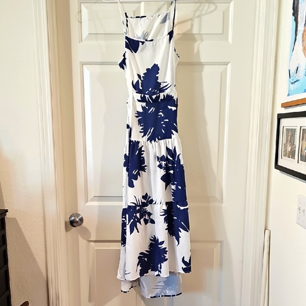 Blue and White Floral Dress